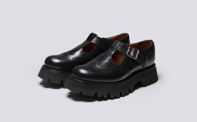grenson Gia | Womens Mary Jane Sandals in Black Leather