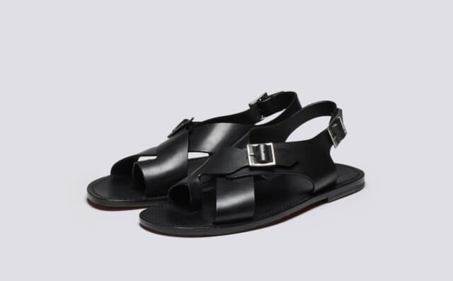 grenson Ambrose | Mens Sandals in Black Leather