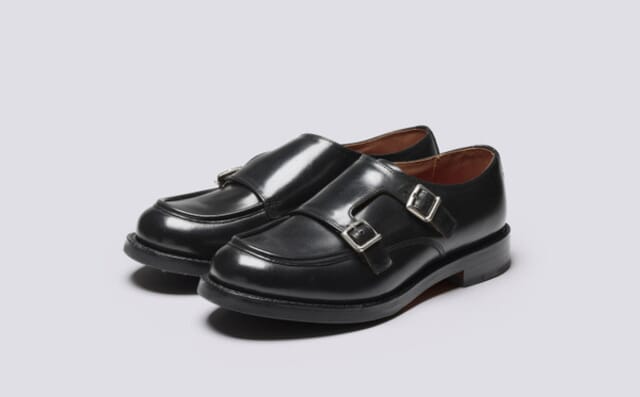 grenson Andrea | Womens Monk Shoes in Black Leather