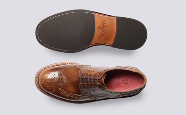 Grenson Archie | Mens Brogues In Tan Grain Leather