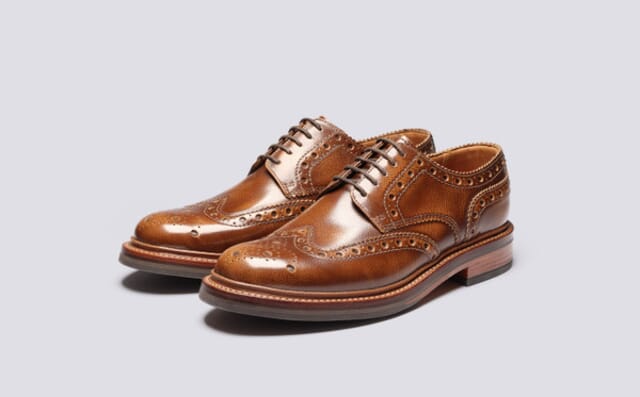 grenson Archie | Mens Brogues in Tan Grain Leather