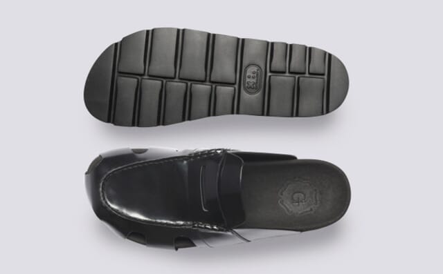 Grenson Arlen | Clog Sandals For Men In Black Gloss