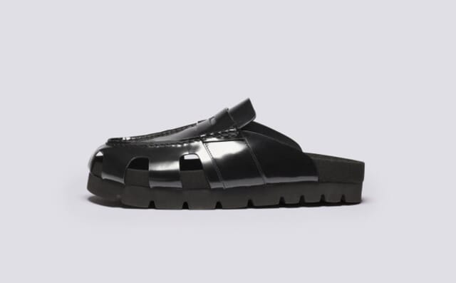 Grenson Arlen | Clog Sandals For Men In Black Gloss