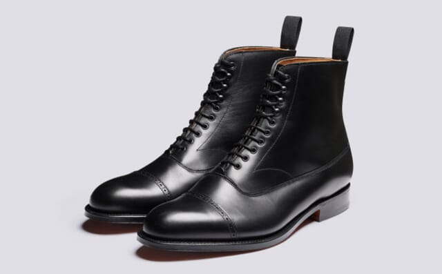 grenson Balmoral | Mens Boots in Black Calf Leather