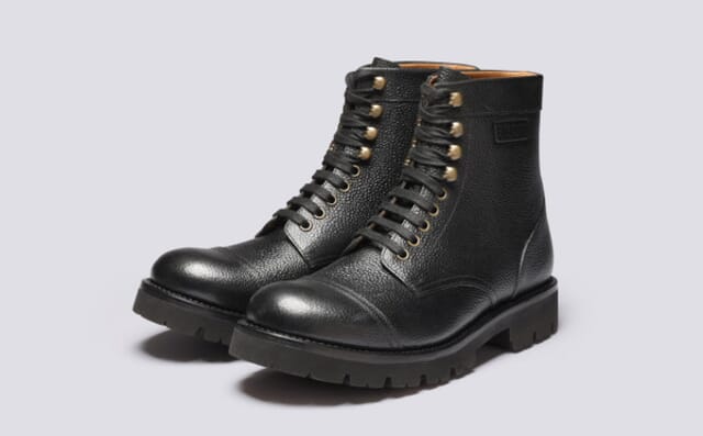 grenson Bill | Mens Boots in Black Grain Leather