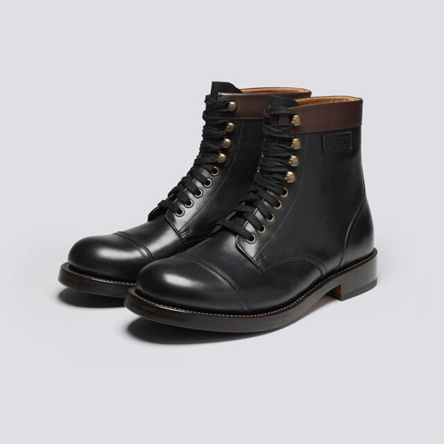 Grenson Bill | Mens Boots In Black Pull Up Leather