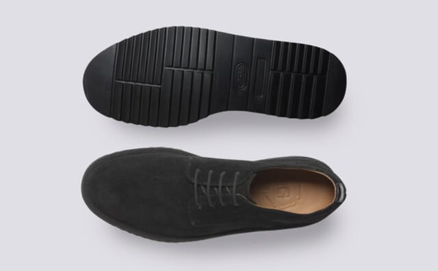 Grenson Byron | Mens Derby Shoes In Black Suede