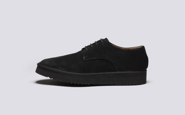 Grenson Byron | Mens Derby Shoes In Black Suede