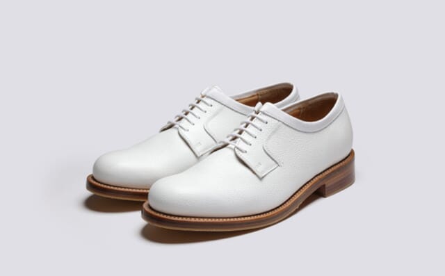 grenson Camden | Mens Derby Shoes in White Grain