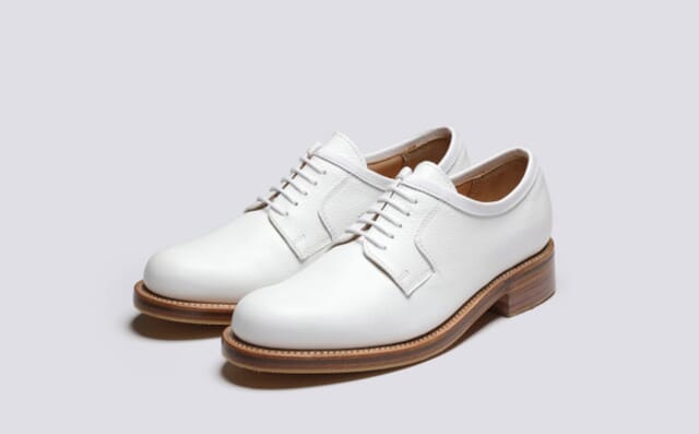grenson Camden | Womens Derby Shoes in White Grain