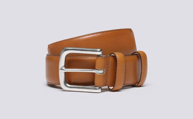 grenson Casual Belt Tan | Hand Painted Leather Belt