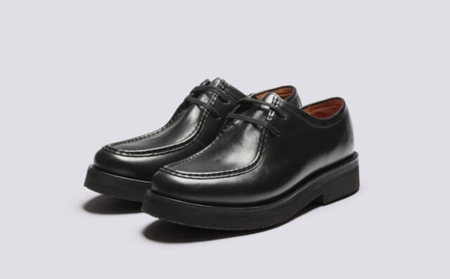 grenson Clarkson | Mens Derby Shoes in Black Leather