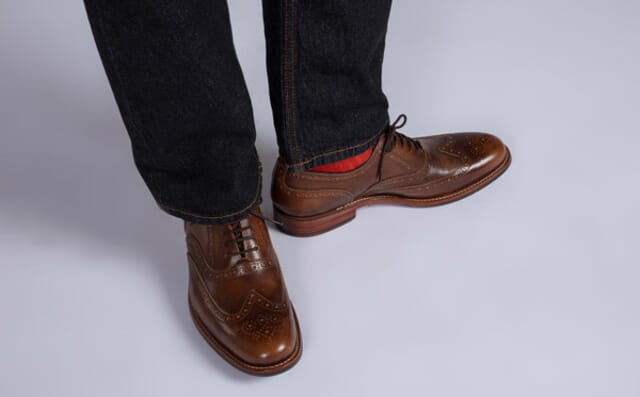 Grenson Dylan | Mens Brogues In Tan Grain Leather