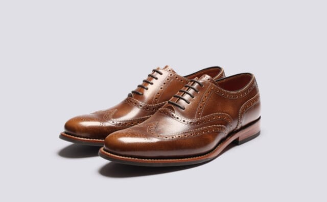 grenson Dylan | Mens Brogues in Tan Grain Leather