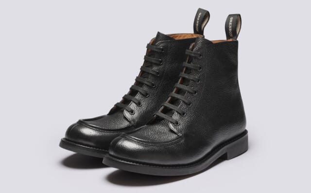 grenson Ellis | Mens Boots in Black Grain Leather