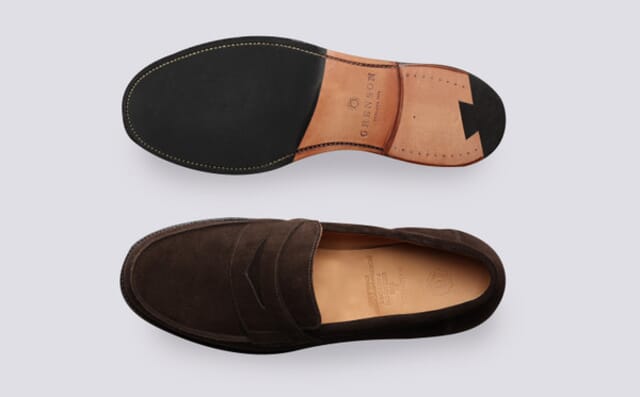 Grenson Epsom | Mens Loafers In Burnt Oak Suede