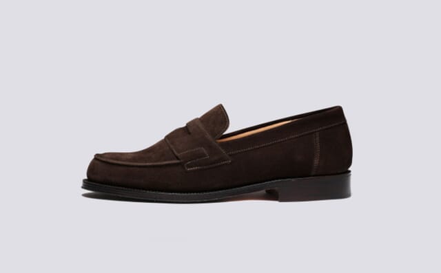 Grenson Epsom | Mens Loafers In Burnt Oak Suede