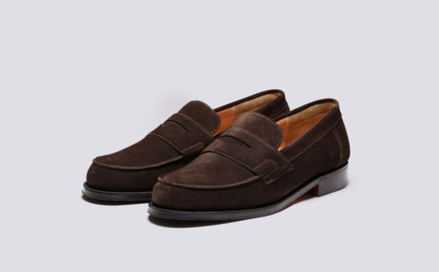 grenson Epsom | Mens Loafers in Burnt Oak Suede