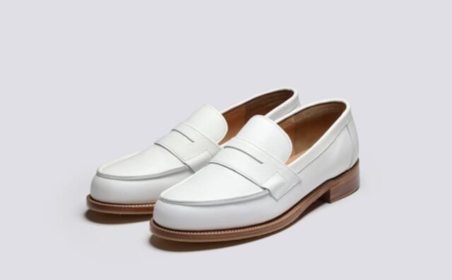 grenson Epsom | Mens Loafers in White Grain