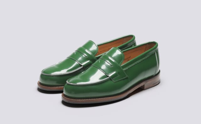 grenson Epsom | Womens Loafers in Green Leather