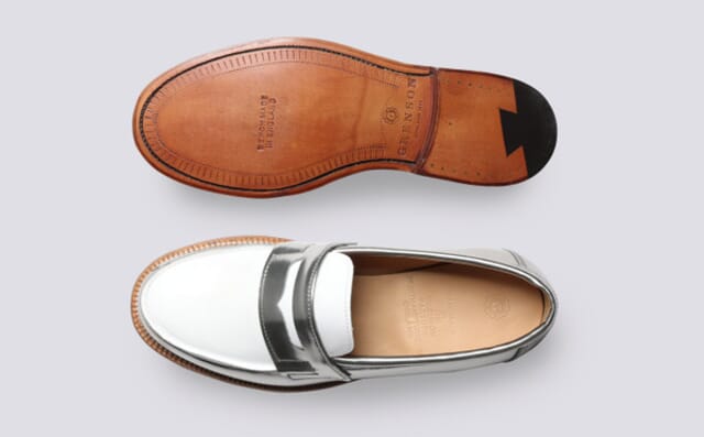 Grenson Epsom | Womens Loafers In Silver And White
