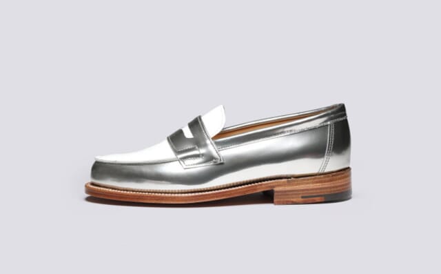 Grenson Epsom | Womens Loafers In Silver And White