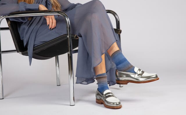 Grenson Epsom | Womens Loafers In Silver And White