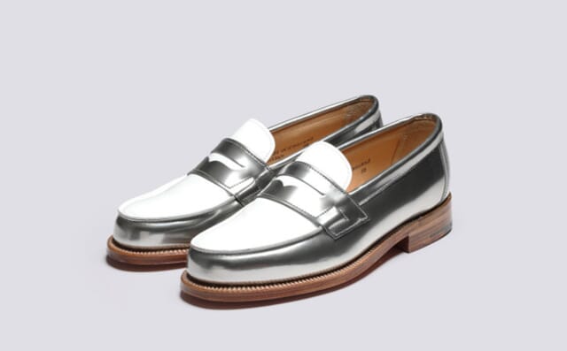 grenson Epsom | Womens Loafers in Silver and White