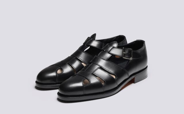 grenson Fisher | Mens Sandals in Black Leather