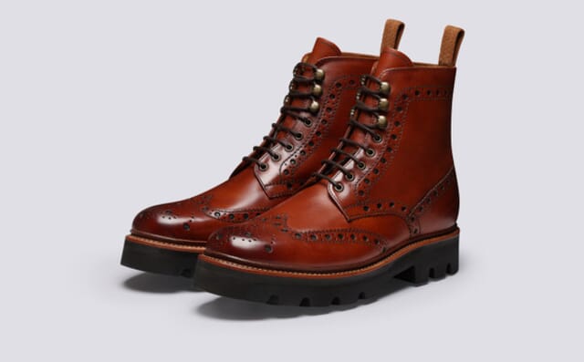 grenson Fred | Mens Boots in Tan Handpainted Leather