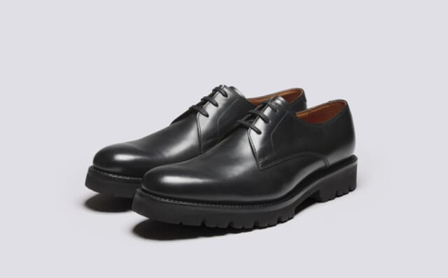 grenson Gardner | Mens Derby Shoes in Black Leather