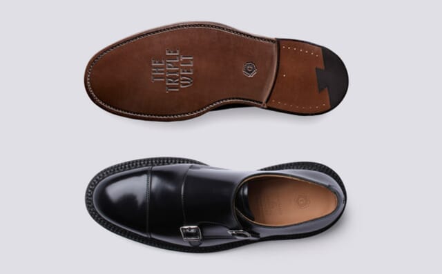 Grenson Hanbury | Mens Monk Shoes In Black Leather