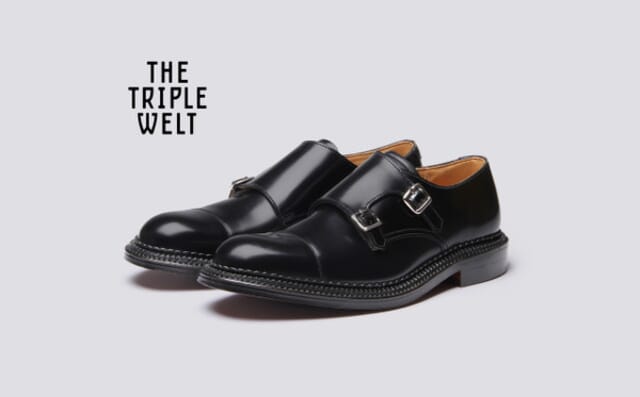 grenson Hanbury | Mens Monk Shoes in Black Leather