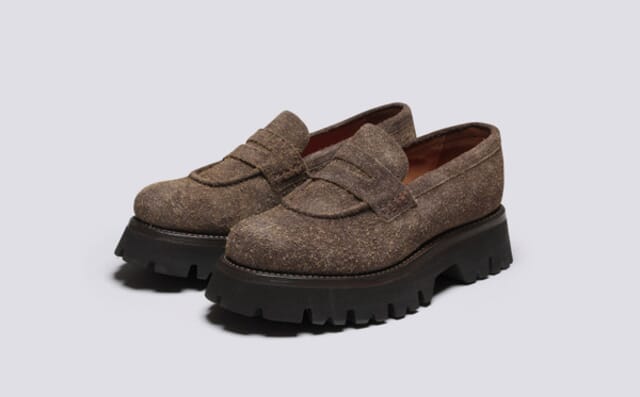 grenson Hattie | Womens Loafers in Brown Suede