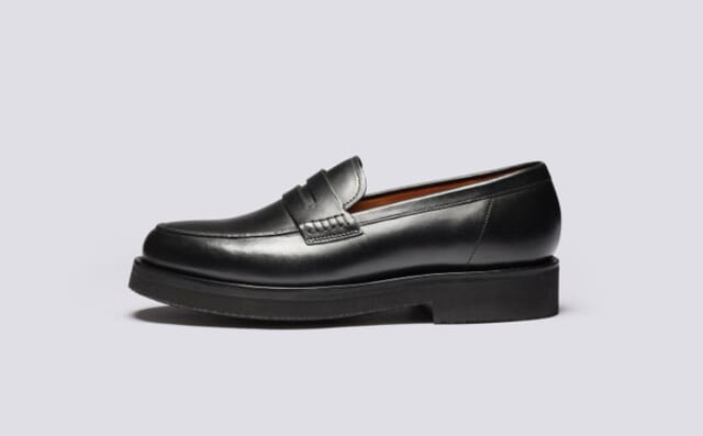 Grenson Jago | Mens Loafers In Black Pull Up Leather