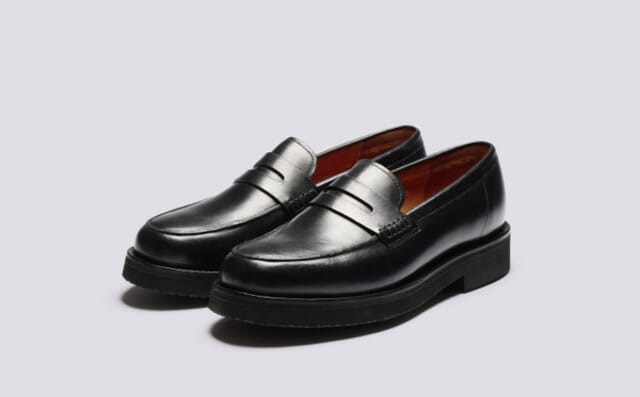 grenson Jago | Mens Loafers in Black Pull Up Leather