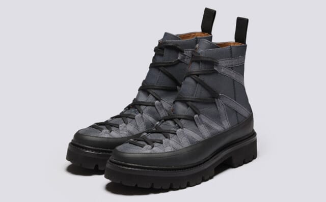 grenson Jeanette | Womens Hiker Boots in Grey Canvas