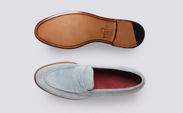 Grenson Lloyd | Mens Loafers In Sky Blue Suede