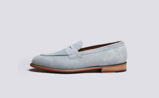 Grenson Lloyd | Mens Loafers In Sky Blue Suede