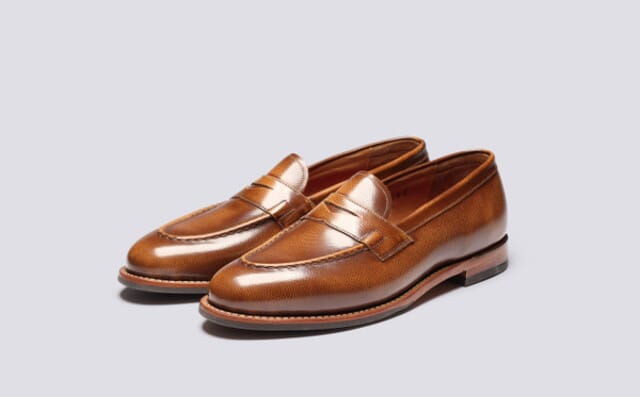 grenson Lloyd | Mens Loafers in Tan Grain Leather