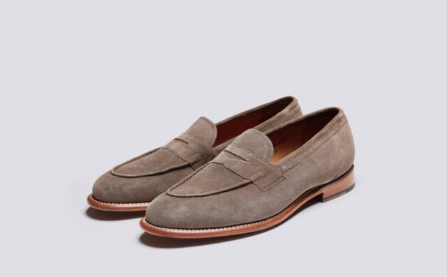 grenson Lloyd | Mens Loafers in Taupe Suede