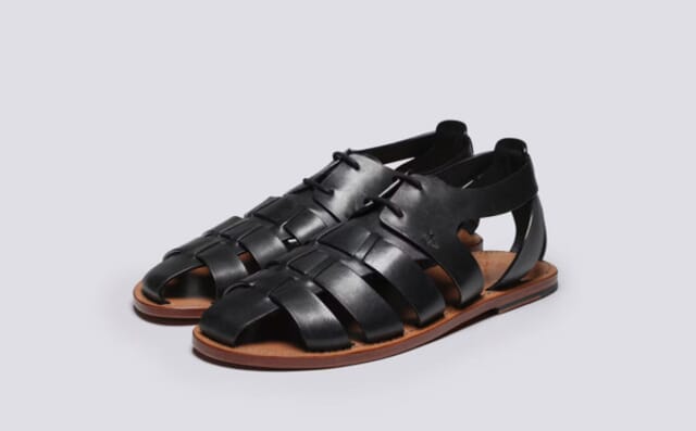 grenson Maitland | Mens Sandals in Black Leather