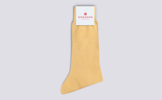 grenson Mens Applique Sock | Yellow Cotton