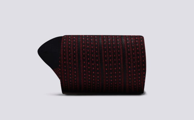 Grenson Mens Dot Stripe Sock | Burgundy Cotton