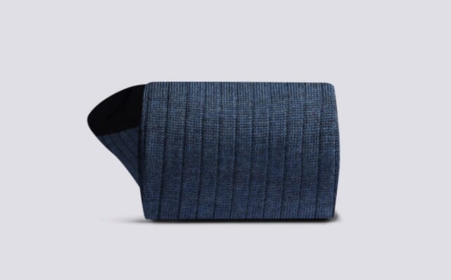 Grenson Mens Heel/Toe Socks | Blue Wool Mix