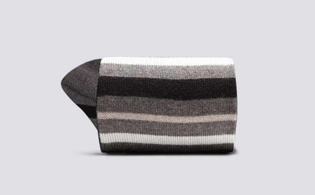 Grenson Mens Stripe Sock | Brown And Beige Wool