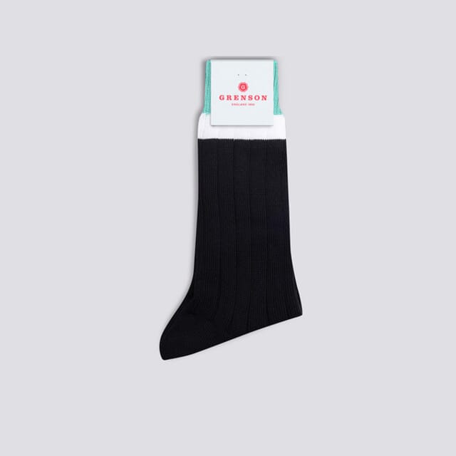 Grenson Mens Top Stripe Sock | Navy Cotton