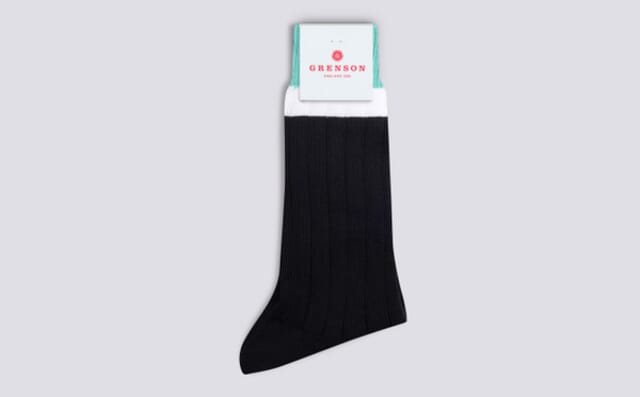 grenson Mens Top Stripe Sock | Navy Cotton