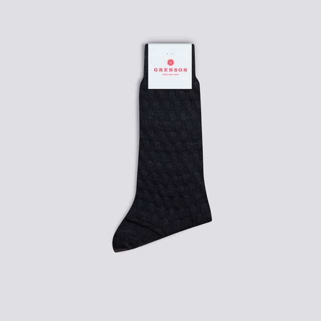 Grenson Mens Weave Block Sock | Blue Wool