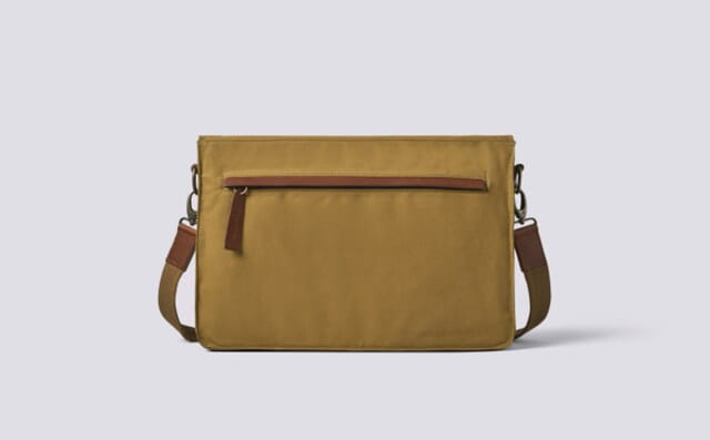 Grenson Messenger Bag In Khaki Canvas